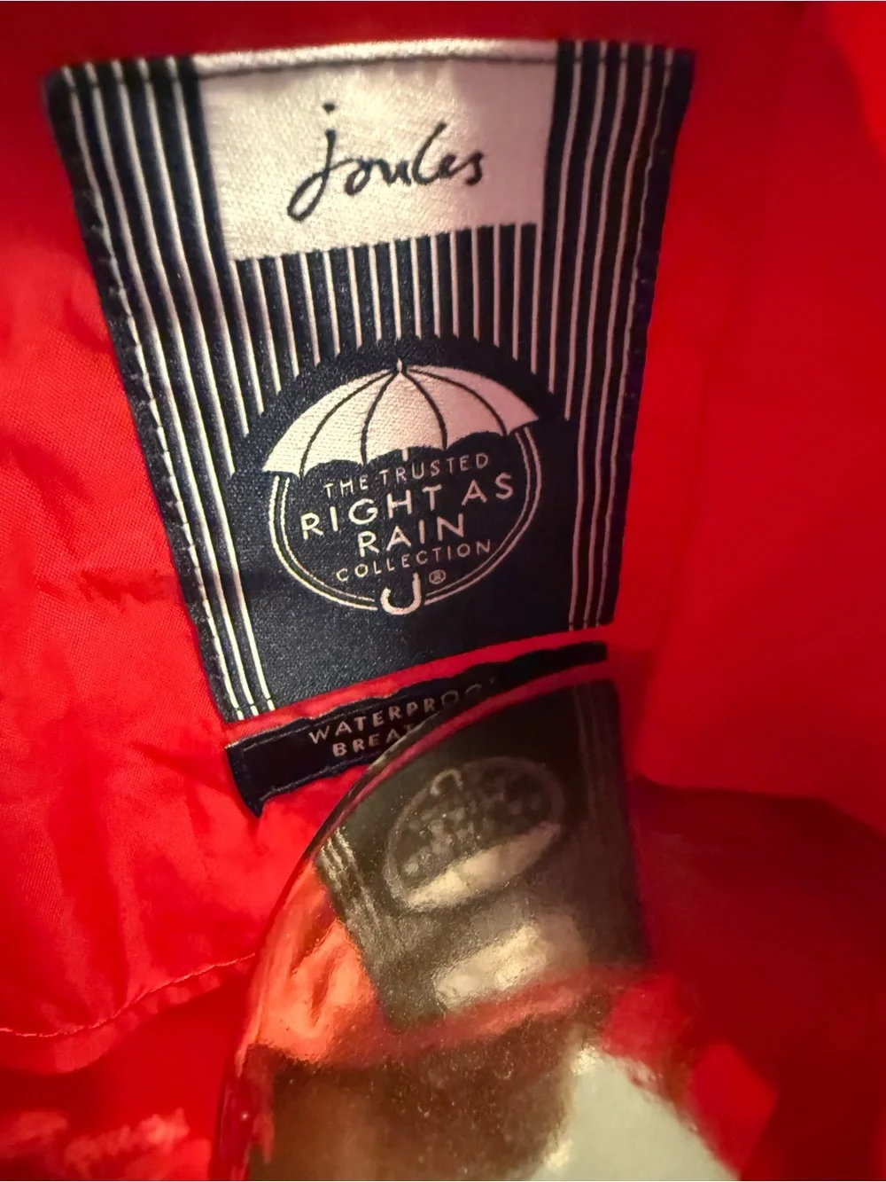 Joules Red Hooded Trench Coat - Picture 3 of 16